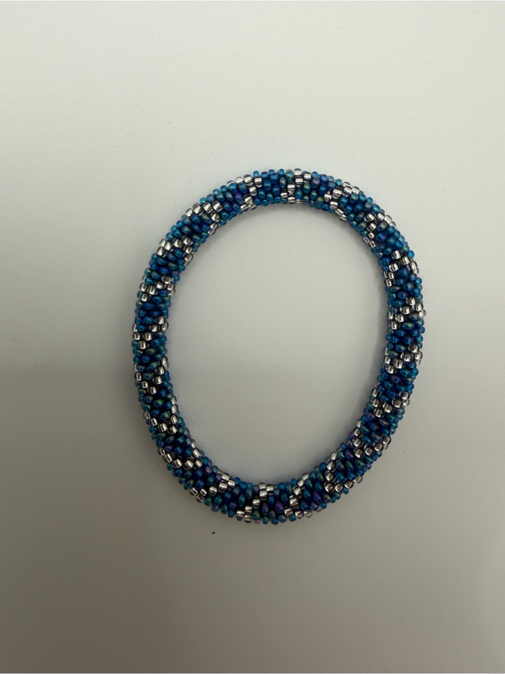 Blue Beaded Stretch Bracelet by
